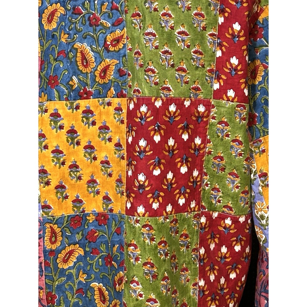 Vintage Boho Mod True Patchwork Lined Pockets Art to Wear Blazer Jacket Colorful - Picture 7 of 10
